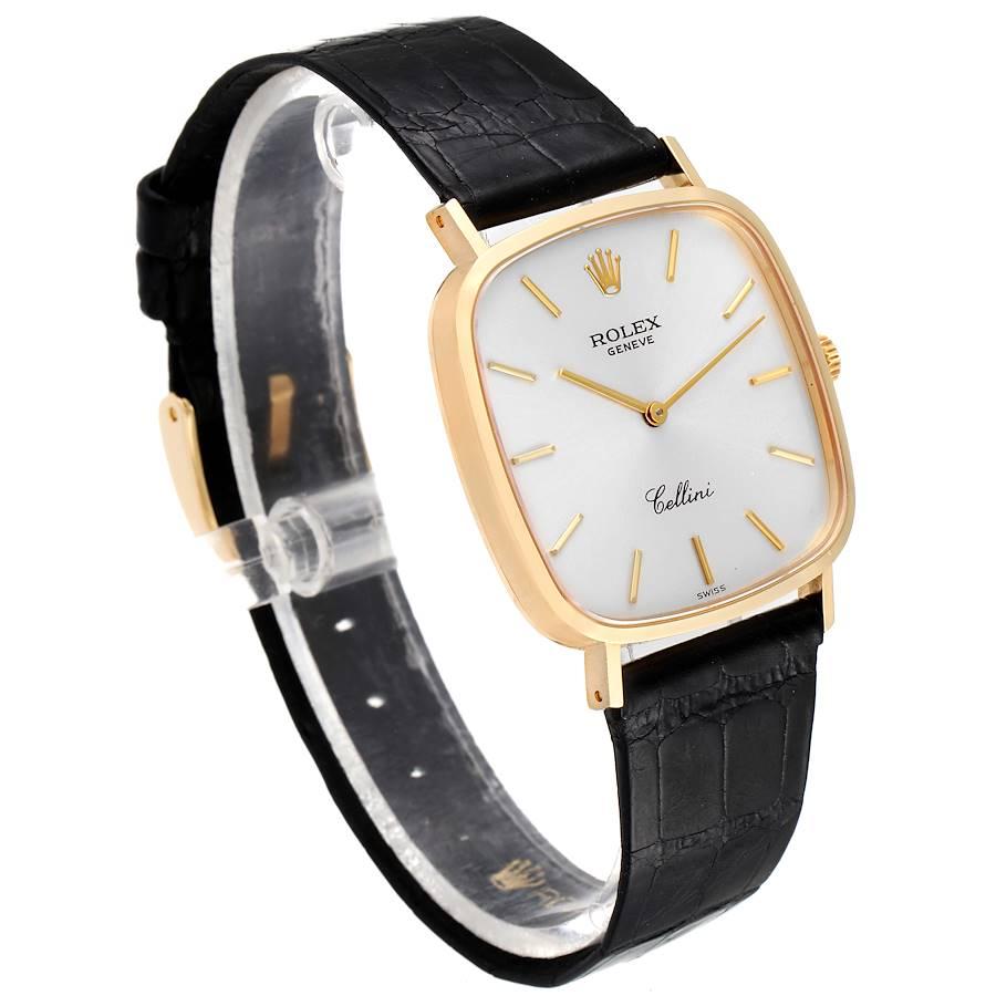Rolex Cellini 18k Gelbgold Schwarze Vintage-Herrenuhr 4114 Box Papiere im Zustand „Gut“ im Angebot in Atlanta, GA