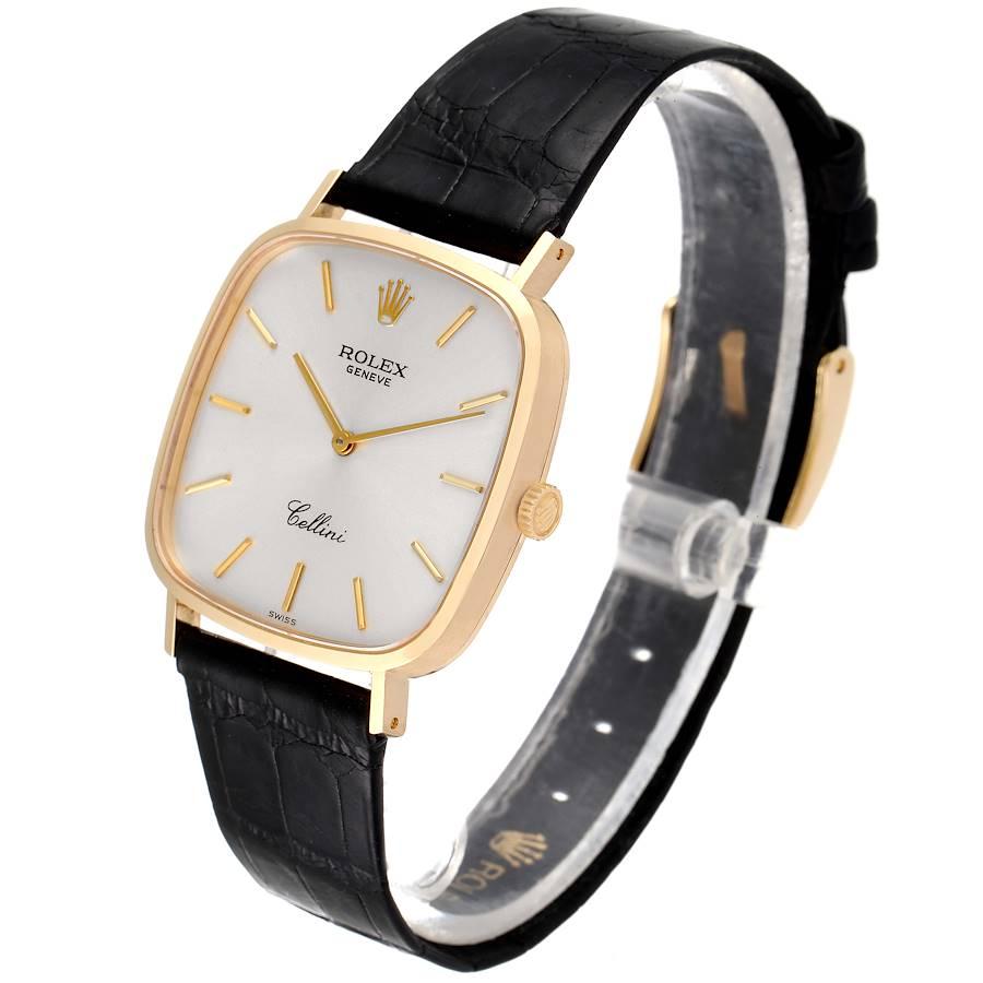 Rolex Cellini 18k Gelbgold Schwarze Vintage-Herrenuhr 4114 Box Papiere im Angebot 1