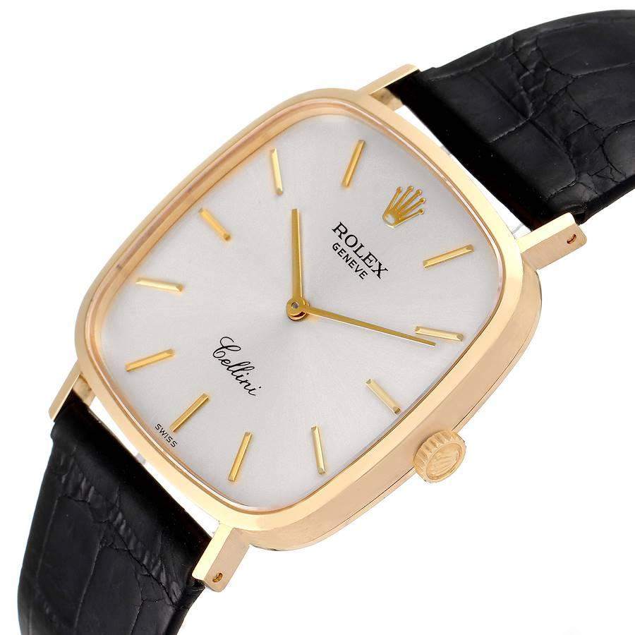 Rolex Cellini 18k Gelbgold Schwarze Vintage-Herrenuhr 4114 Box Papiere im Angebot 2