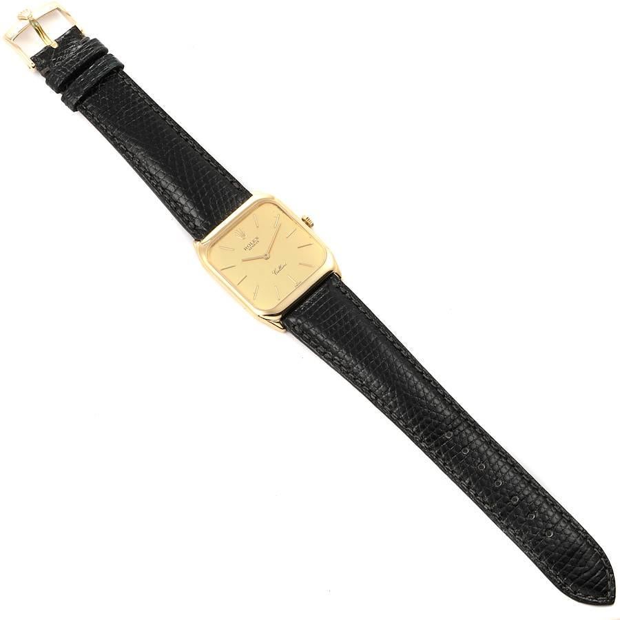 Rolex Cellini 18 Karat Yellow Gold Black Strap Men's Vintage Watch 4135 3