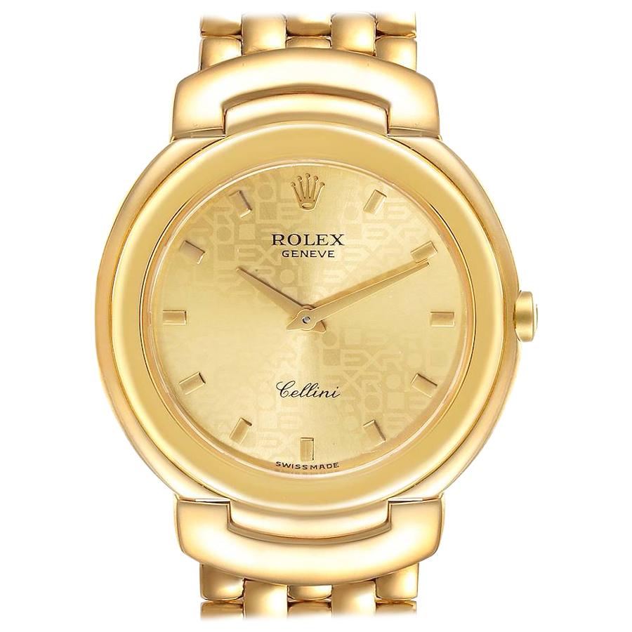 Rolex Cellini 18k Yellow Gold Champagne Anniversary Dial Men's Watch 6622 For Sale