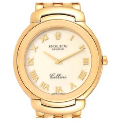 Rolex Cellini 18k Yellow Gold Ivory Roman Dial Mens Watch 6623