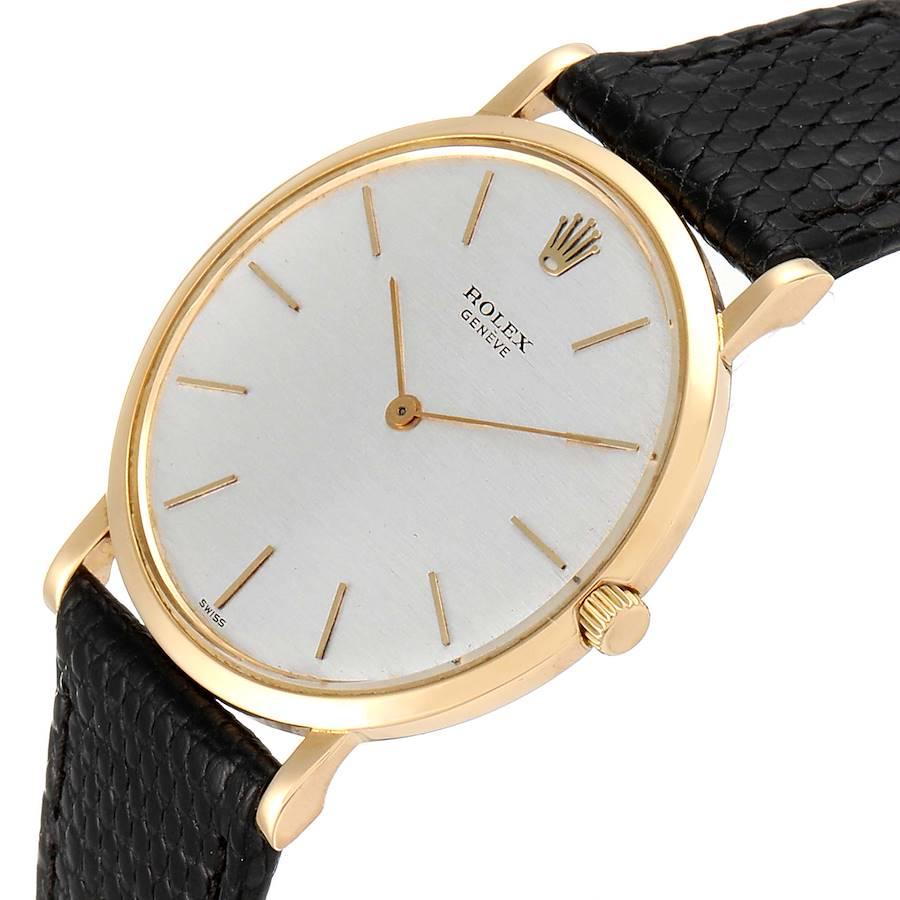 Rolex Cellini 18k Yellow Gold Silver Dial Vintage Mens Watch 9576 In Good Condition For Sale In Atlanta, GA