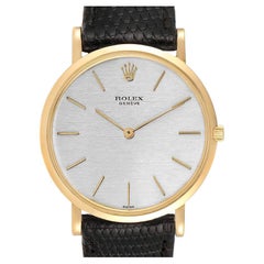 Rolex Cellini 18k Yellow Gold Silver Dial Vintage Mens Watch 9576