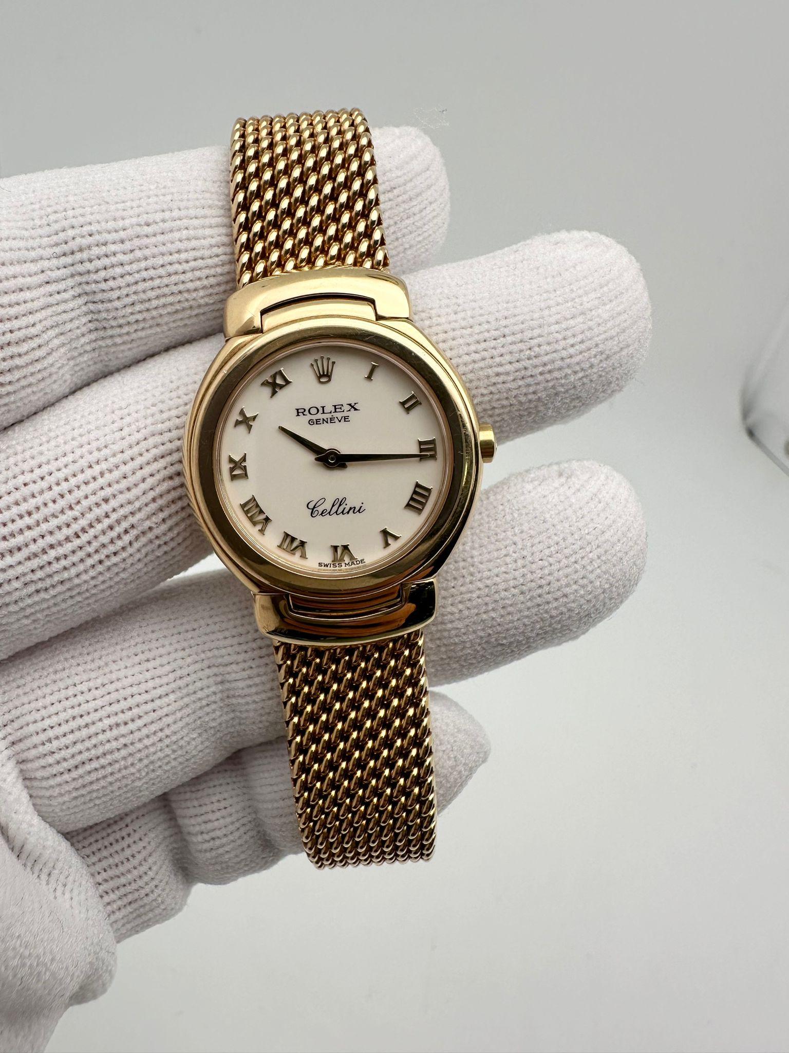 Rolex Cellini 18K Yellow Gold White Roman Dial Quartz Watch 6621 Box/Paper 4