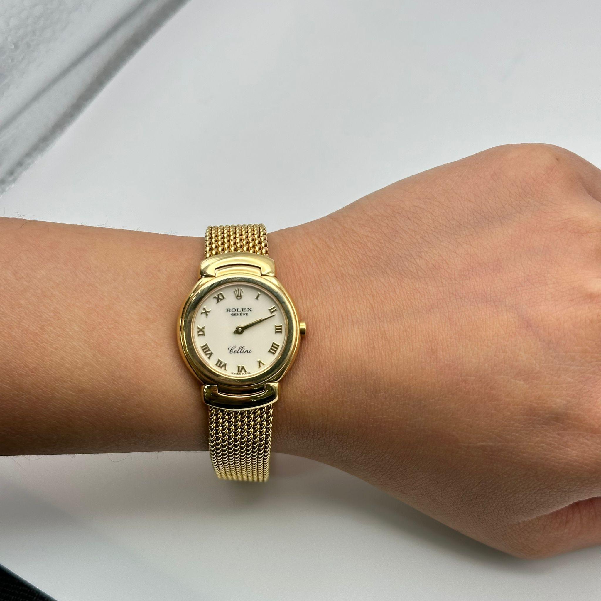 Rolex Cellini 18K Yellow Gold White Roman Dial Quartz Watch 6621 Box/Paper 8