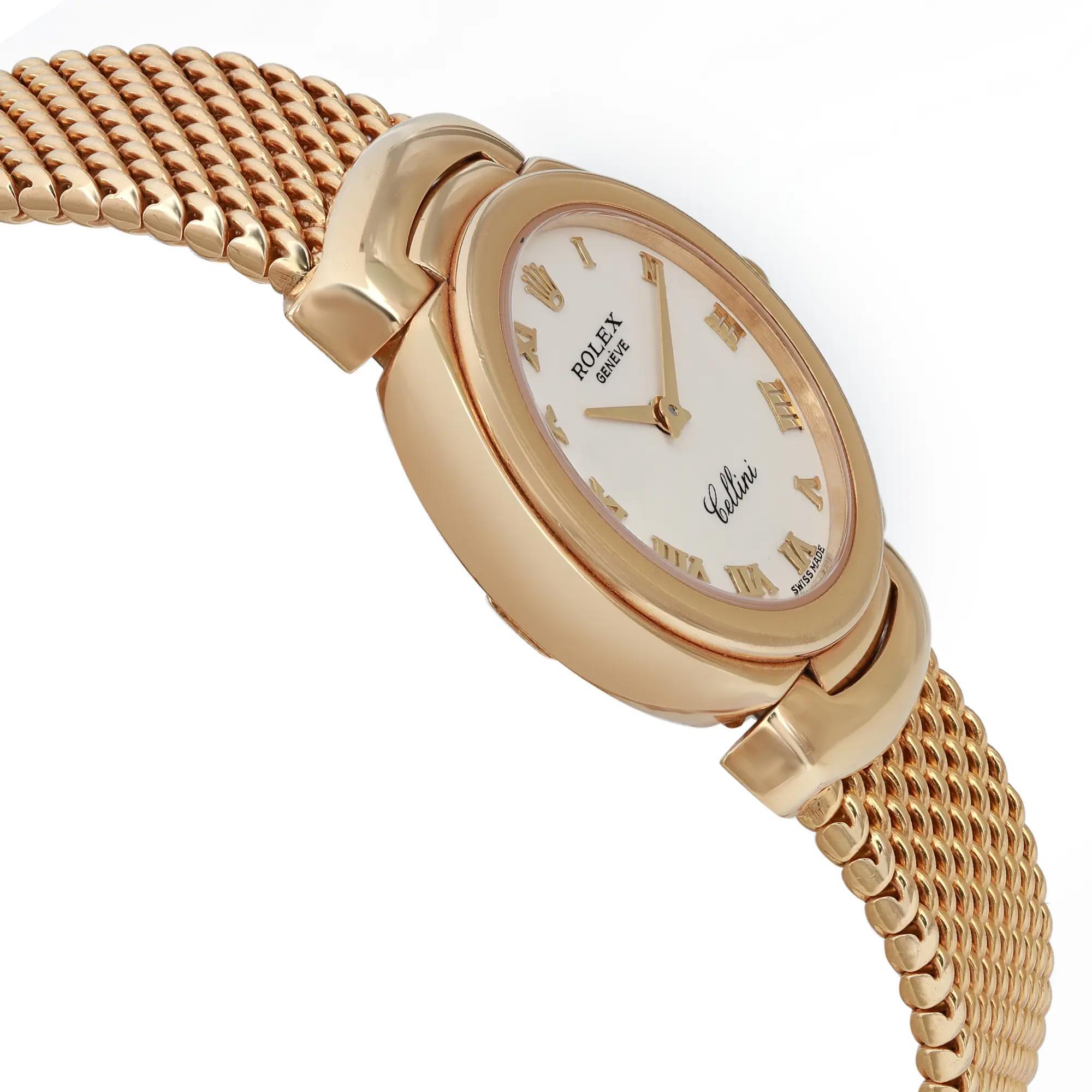 Women's Rolex Cellini 18K Yellow Gold White Roman Dial Quartz Watch 6621 Box/Paper