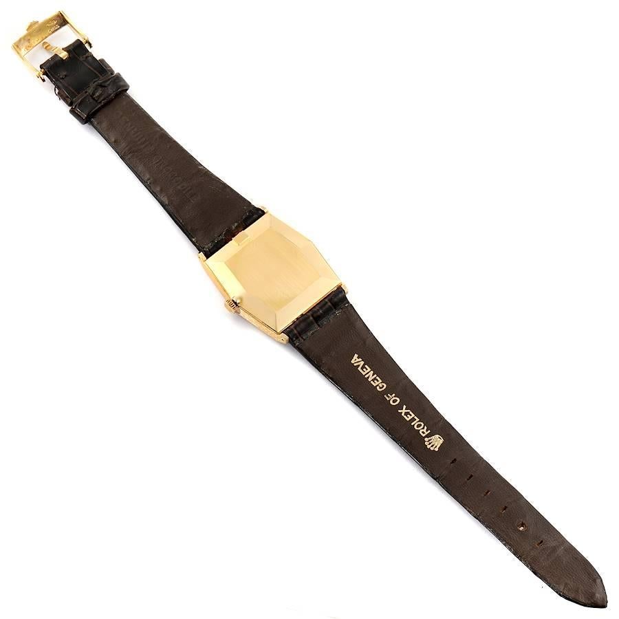 Rolex Cellini 18 Karat Gelbgold Holz Zifferblatt Vintage Herrenuhr 4122 im Angebot 7