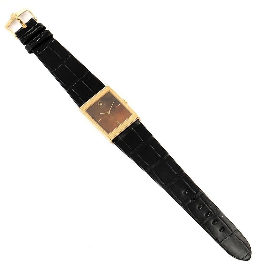 Rolex Cellini 18k Yellow Gold Wooden Dial Vintage Men's Watch 4127 For Sale 3