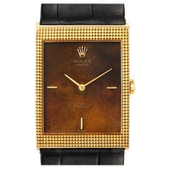 Rolex Cellini 18k Yellow Gold Wooden Dial Vintage Men's Watch 4127