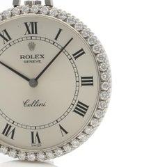 Rolex Cellini 18karat White Gold and Diamond Open-Face Keyless Wind Pocket Watch
