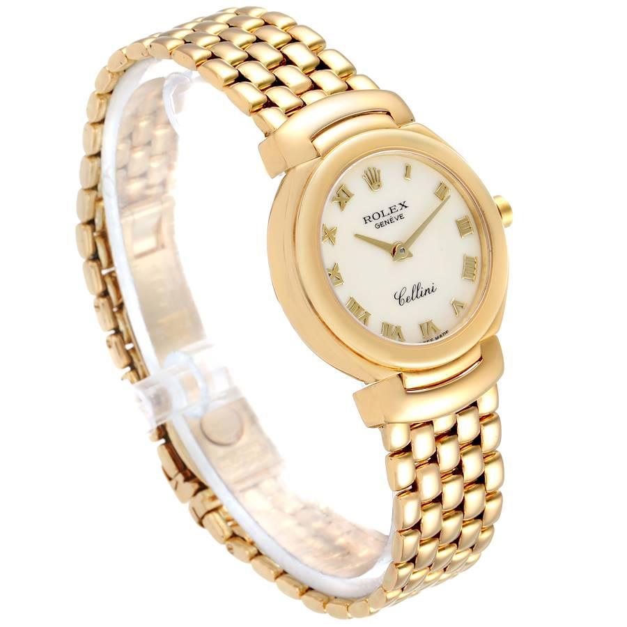 Rolex Cellini Ivory Roman Dial Yellow Gold Ladies Watch 6621 In Excellent Condition In Atlanta, GA