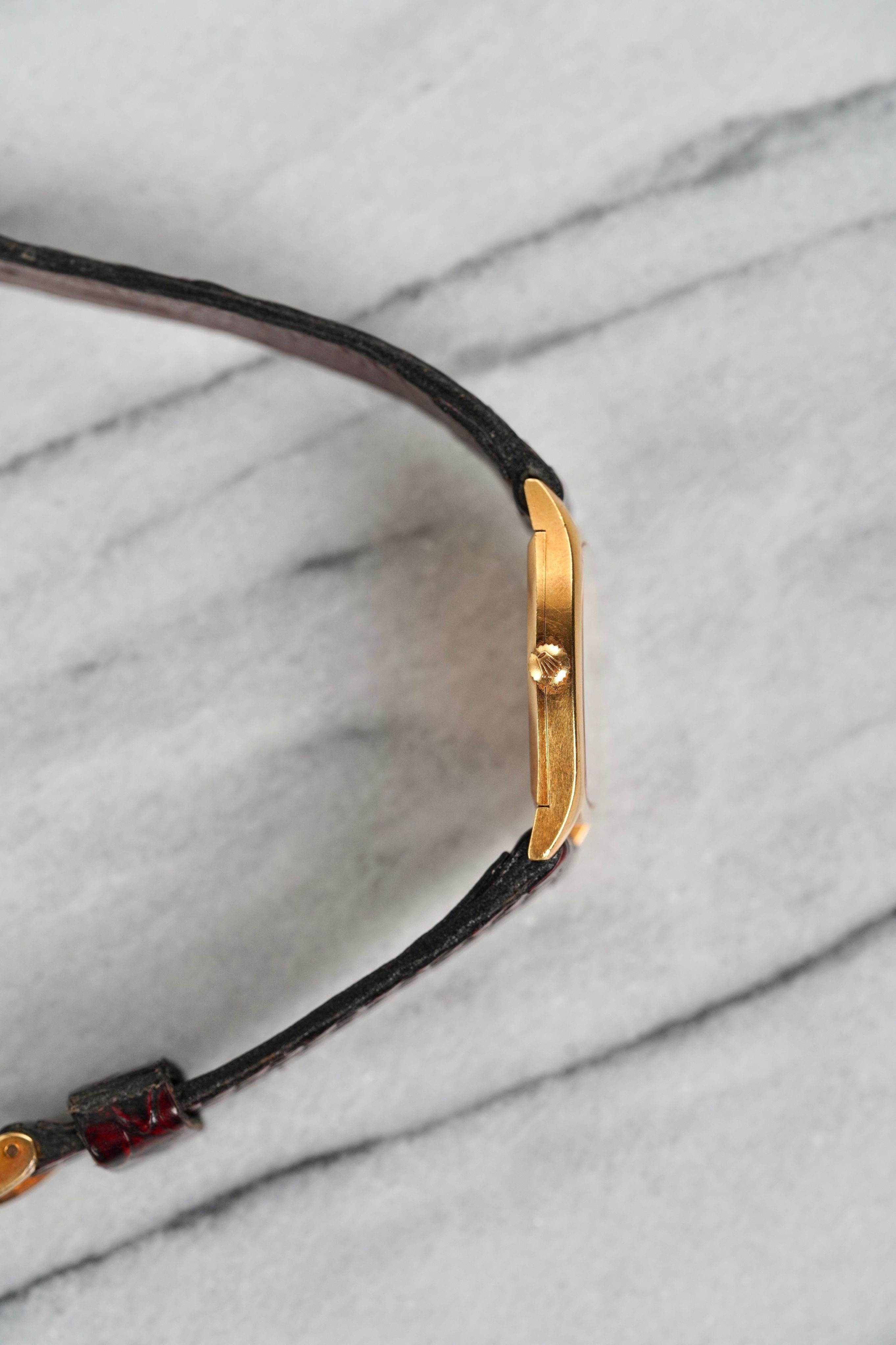 Rolex Cellini 3805 Uhr mit weißem römischen Zifferblatt aus 18K Gelbgold, 1970er Jahre im Zustand „Gut“ im Angebot in New York, NY