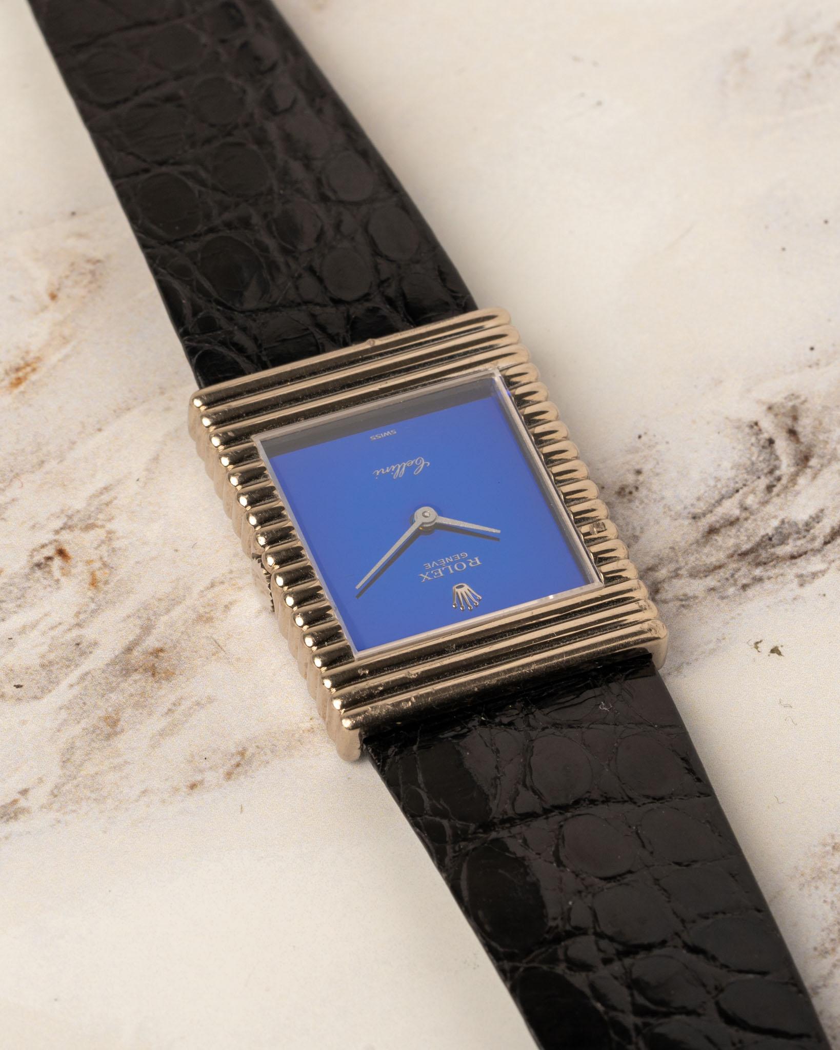 Rolex Cellini 4012 Bleu mauve cadran miroir 18k WG 3.6m Serial 1974 en vente 9