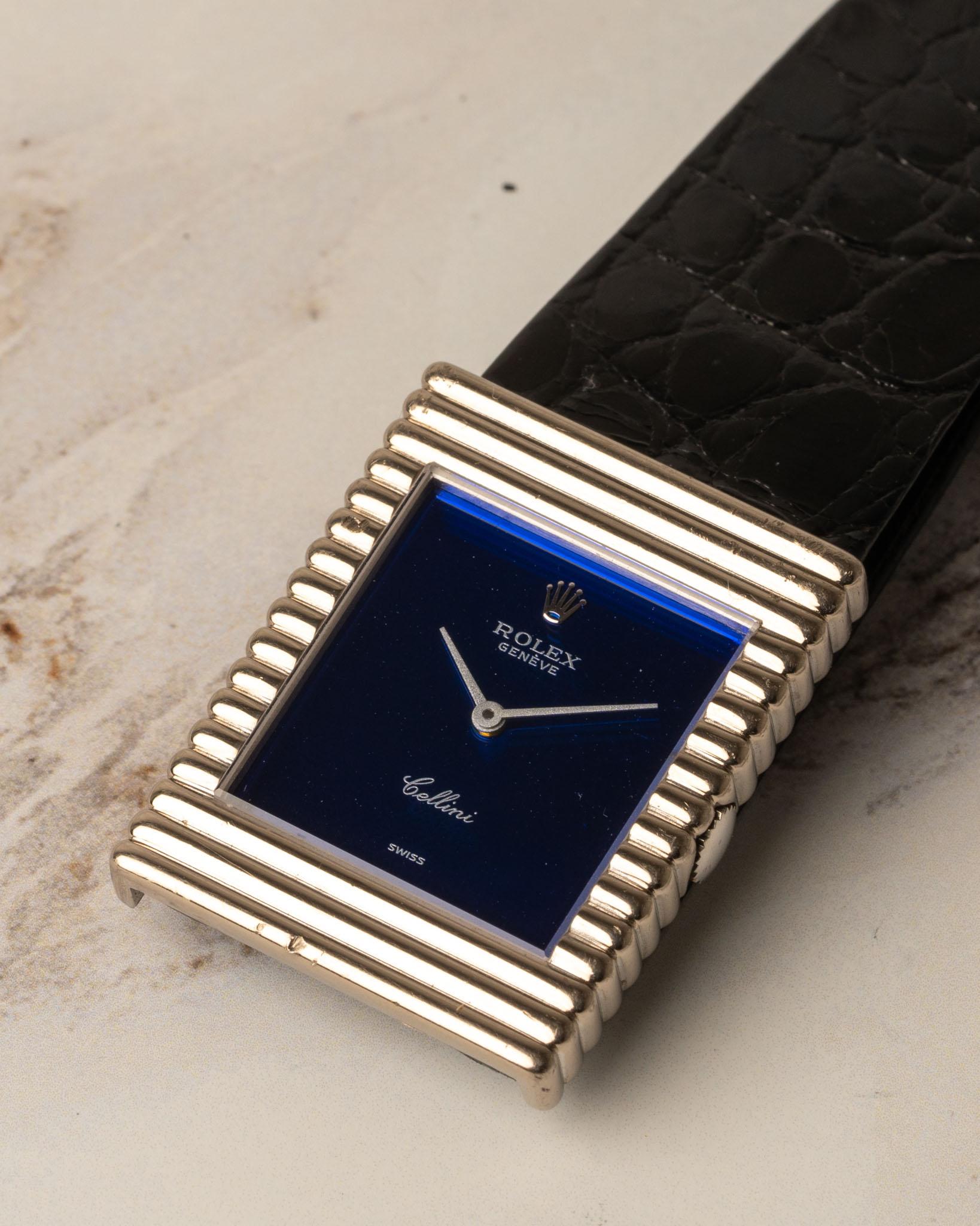 Rolex Cellini 4012 Bleu mauve cadran miroir 18k WG 3.6m Serial 1974 en vente 5