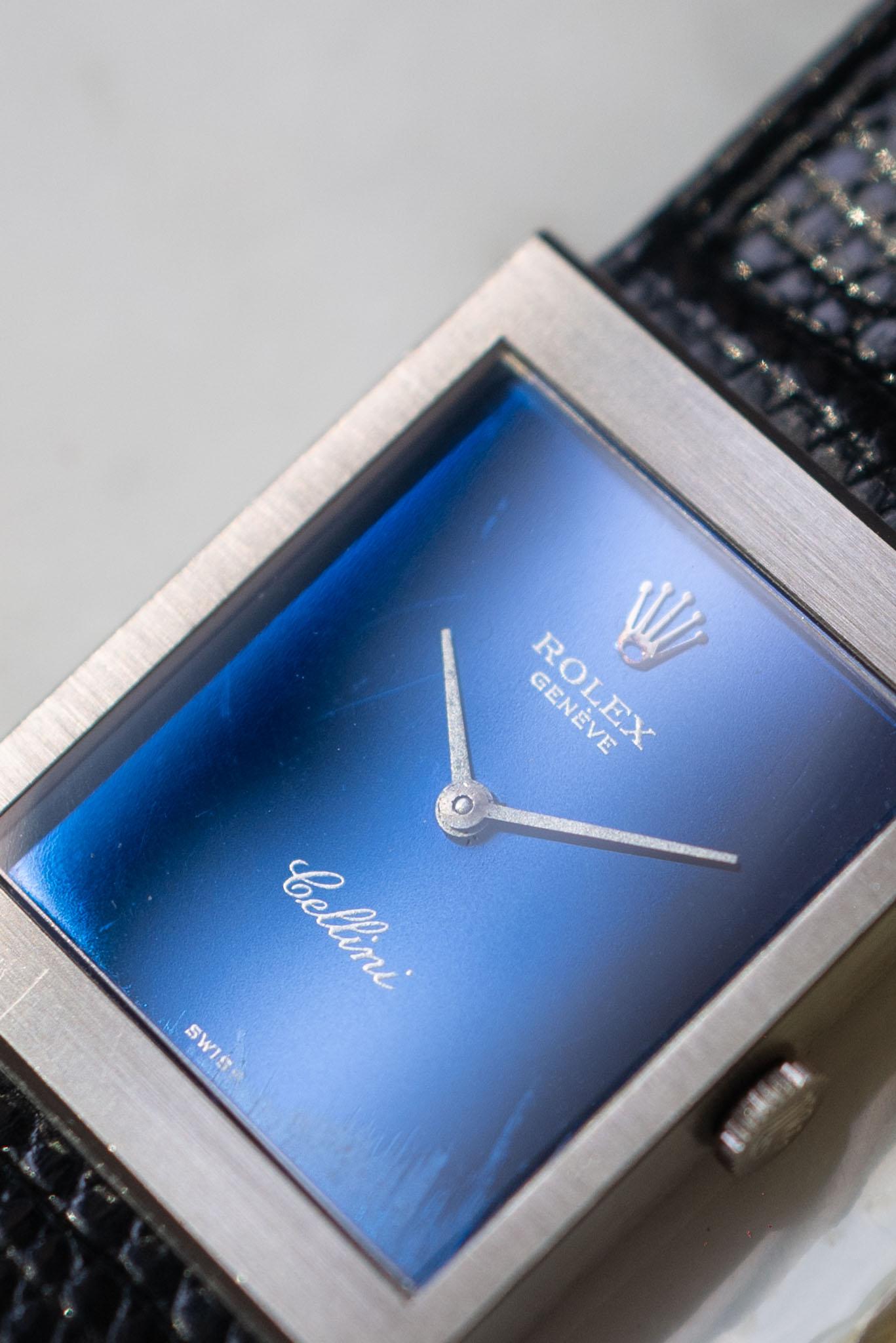 Rolex Cellini 4014 Quadrante Blu 18k WG 4.2m Seriale 1976 in vendita 8