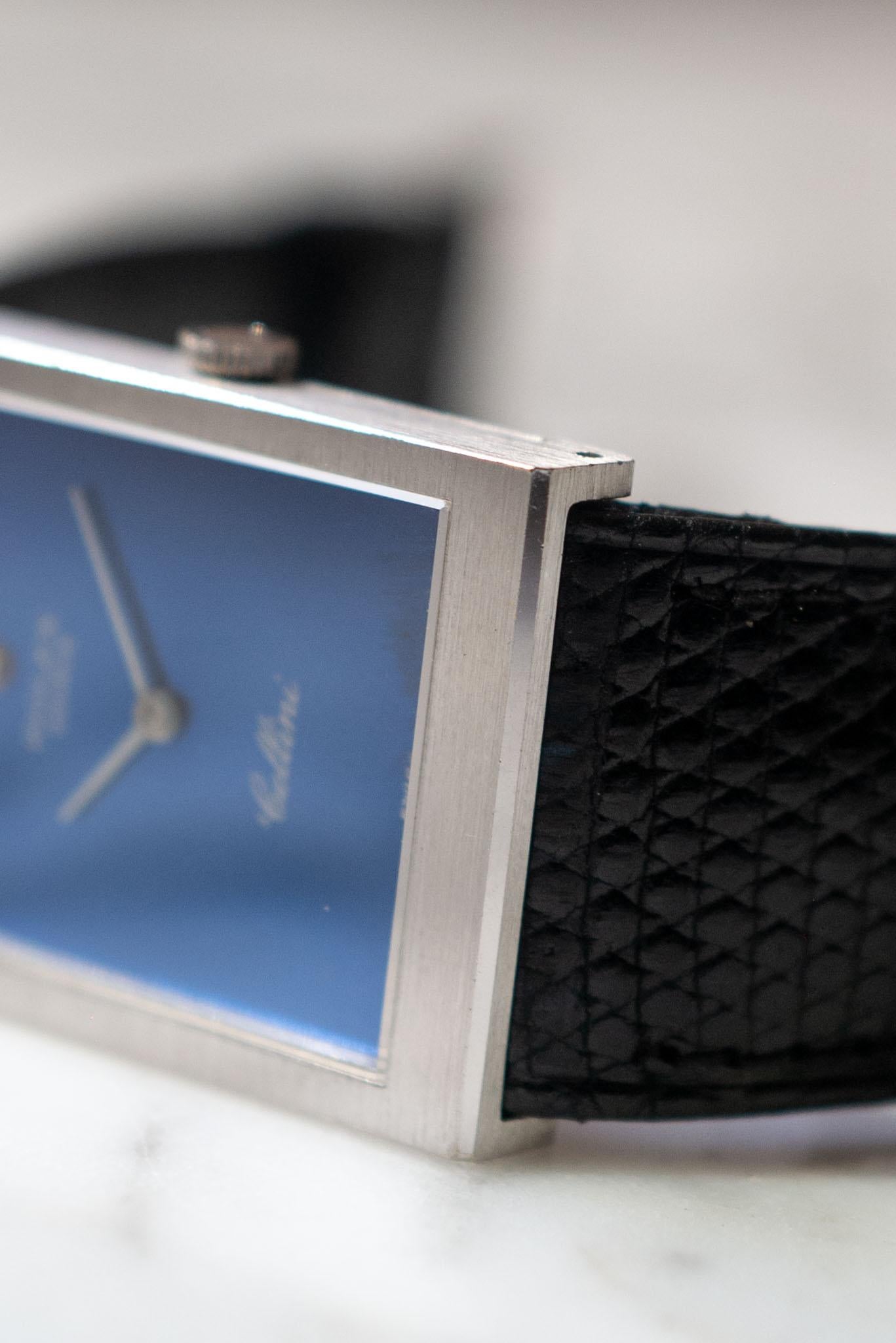 Rolex Cellini 4014 Quadrante Blu 18k WG 4.2m Seriale 1976 in vendita 4