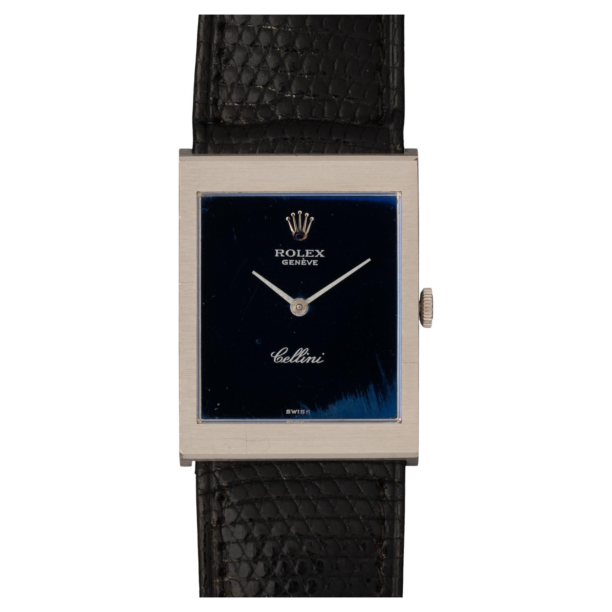 Rolex Cellini 4014 Quadrante Blu 18k WG 4.2m Seriale 1976 in vendita