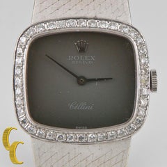 Rolex Cellini 4082 18k White Gold and Diamond Women Hand-Winding Watch with Box