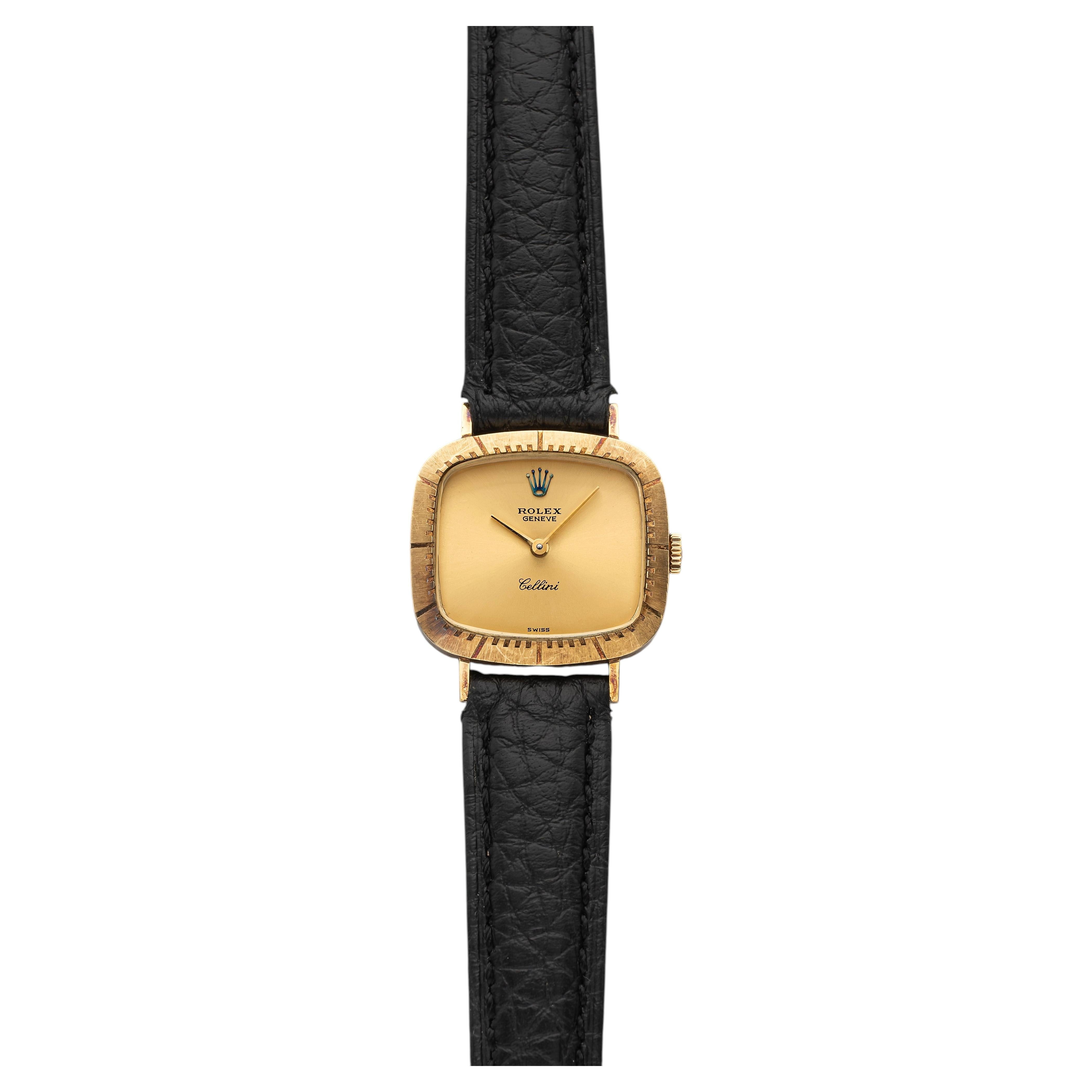 Vintage 1970s Rolex Cellini 4082 18K YG Champagne Dial Manual Wind 24 mm