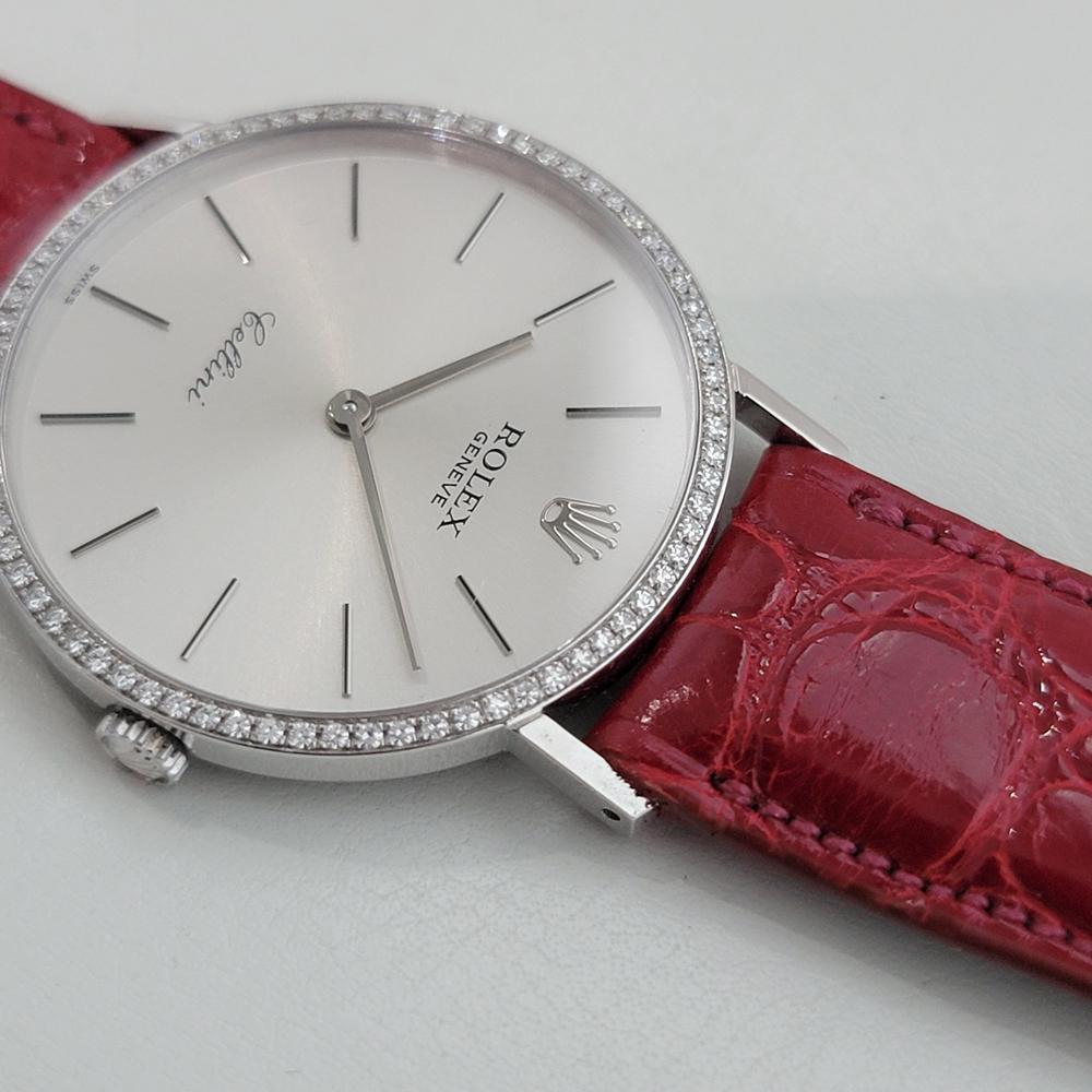Rolex Cellini 4112 18k White Gold 33mm Mens 1990s Diamond Hand Wind Watch RA666 For Sale 2