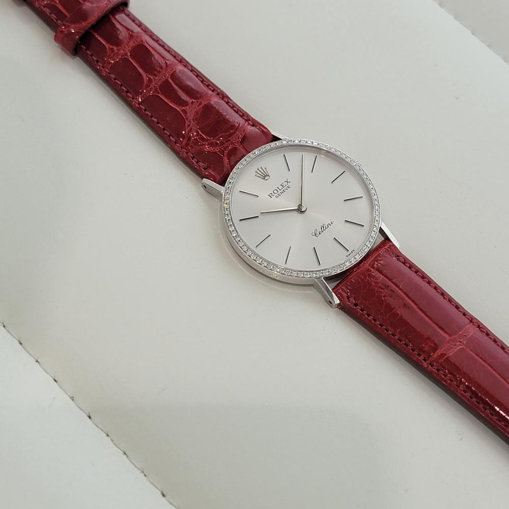 Rolex Cellini 4112 18k White Gold 33mm Mens 1990s Diamond Hand Wind Watch RA666 For Sale 3