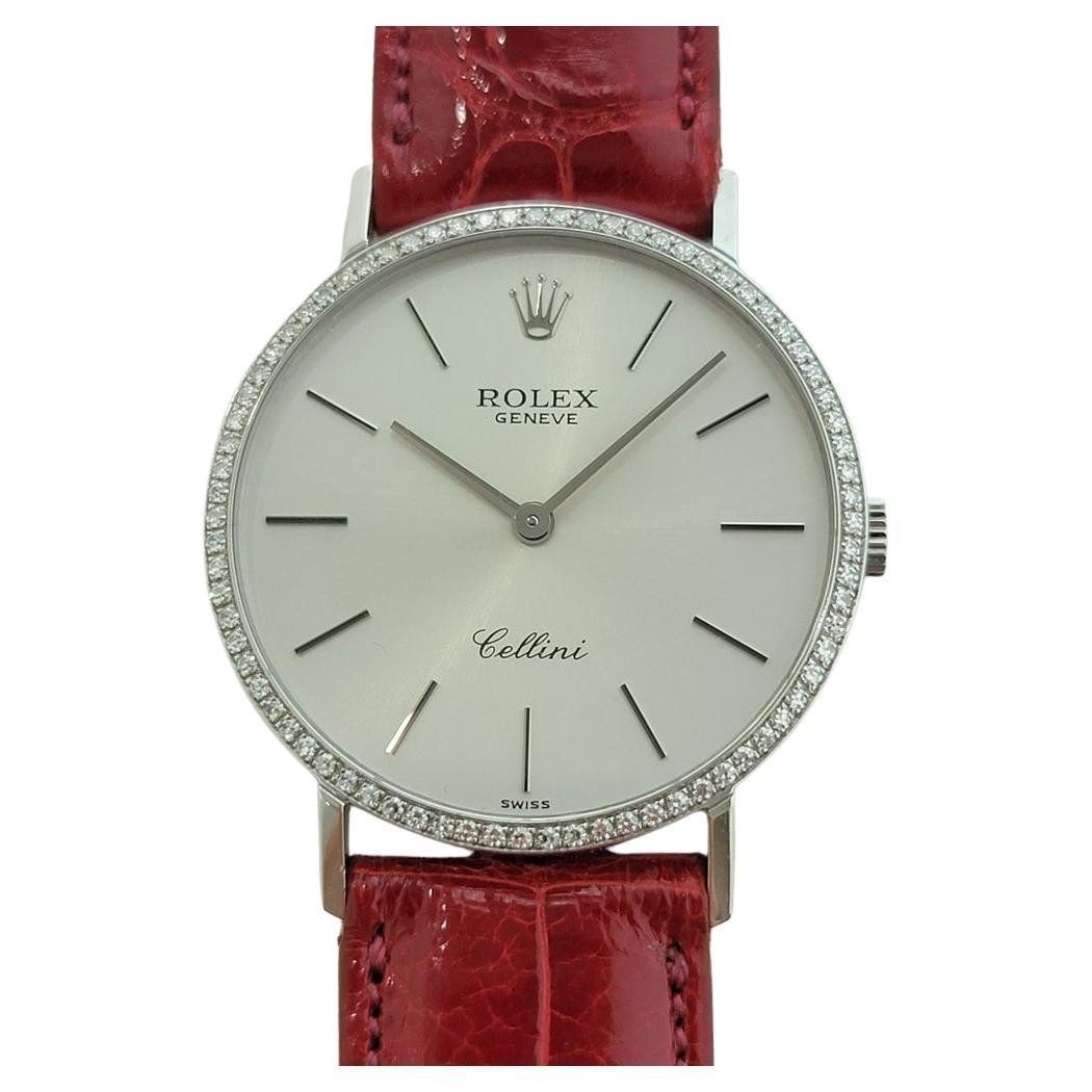 Rolex Cellini 4112 Oro bianco 18k 33mm Uomo anni '90 Orologio con diamanti a carica manuale RA666