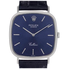 Rolex Montre manuelle Cellini 4114 à cadran bleu en or blanc 18 carats