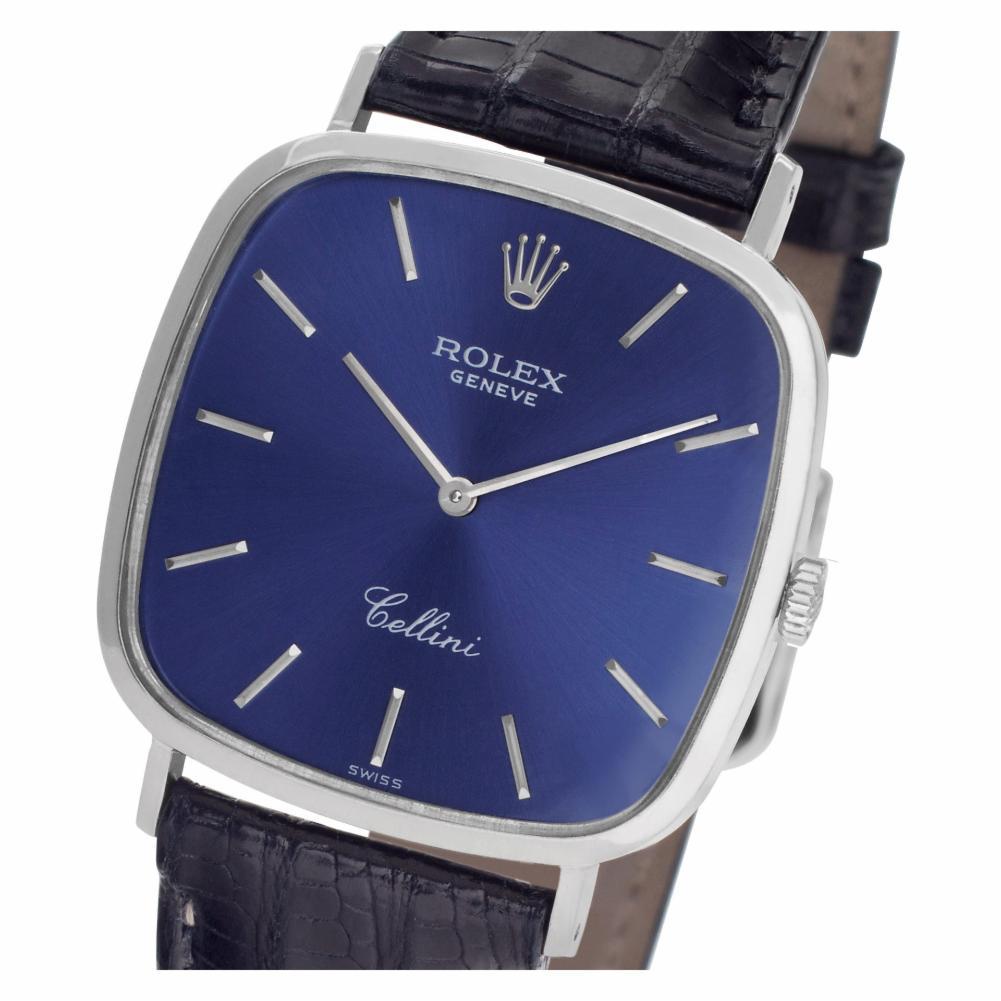 Rolex Cellini 4114, Blue Dial, Certified and Warranty In Excellent Condition In Miami, FL