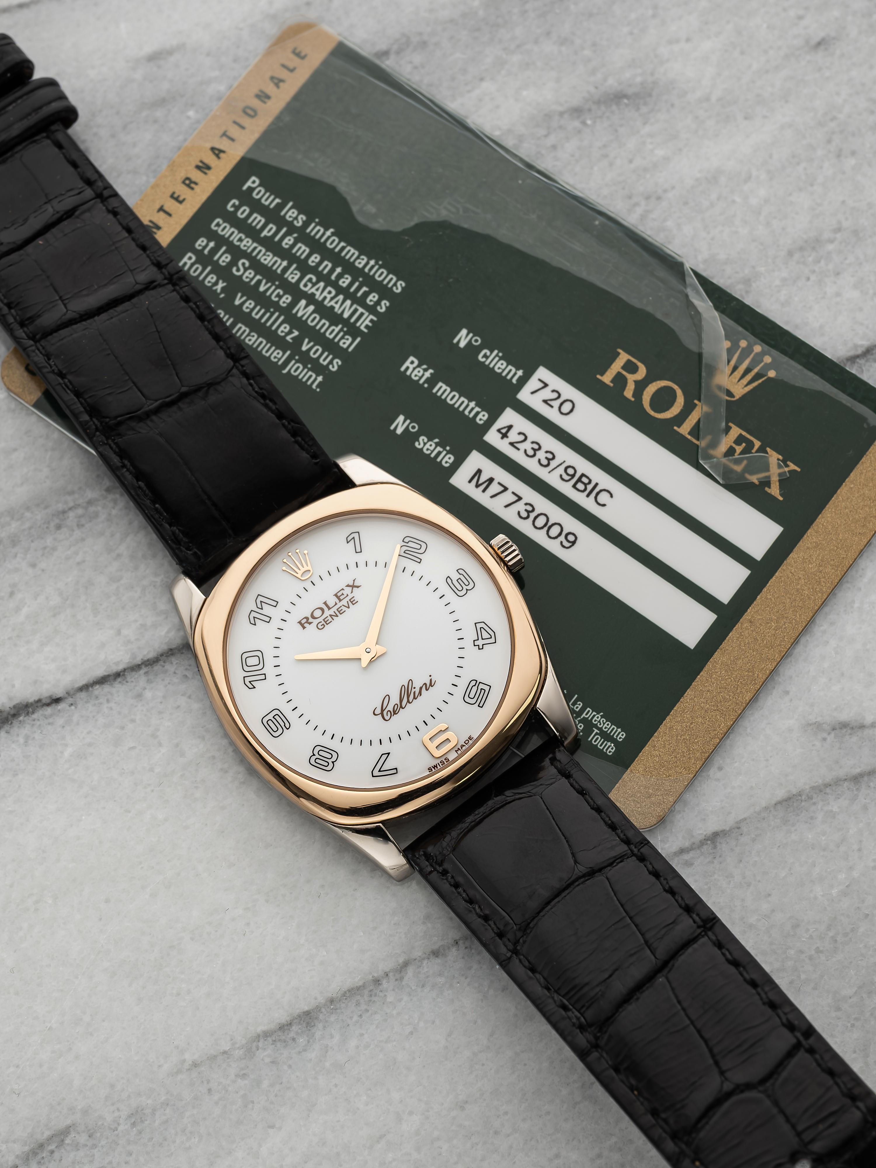 Rolex Cellini 4233 18K Rose Gold Manual Wind White Dial 32mm For Sale ...
