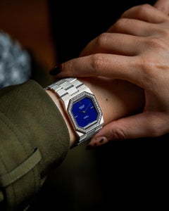 Rolex Cellini 4650 Blue Dial Factory Diamond Bezel 18k WG 1976 with 2025 Rolex S