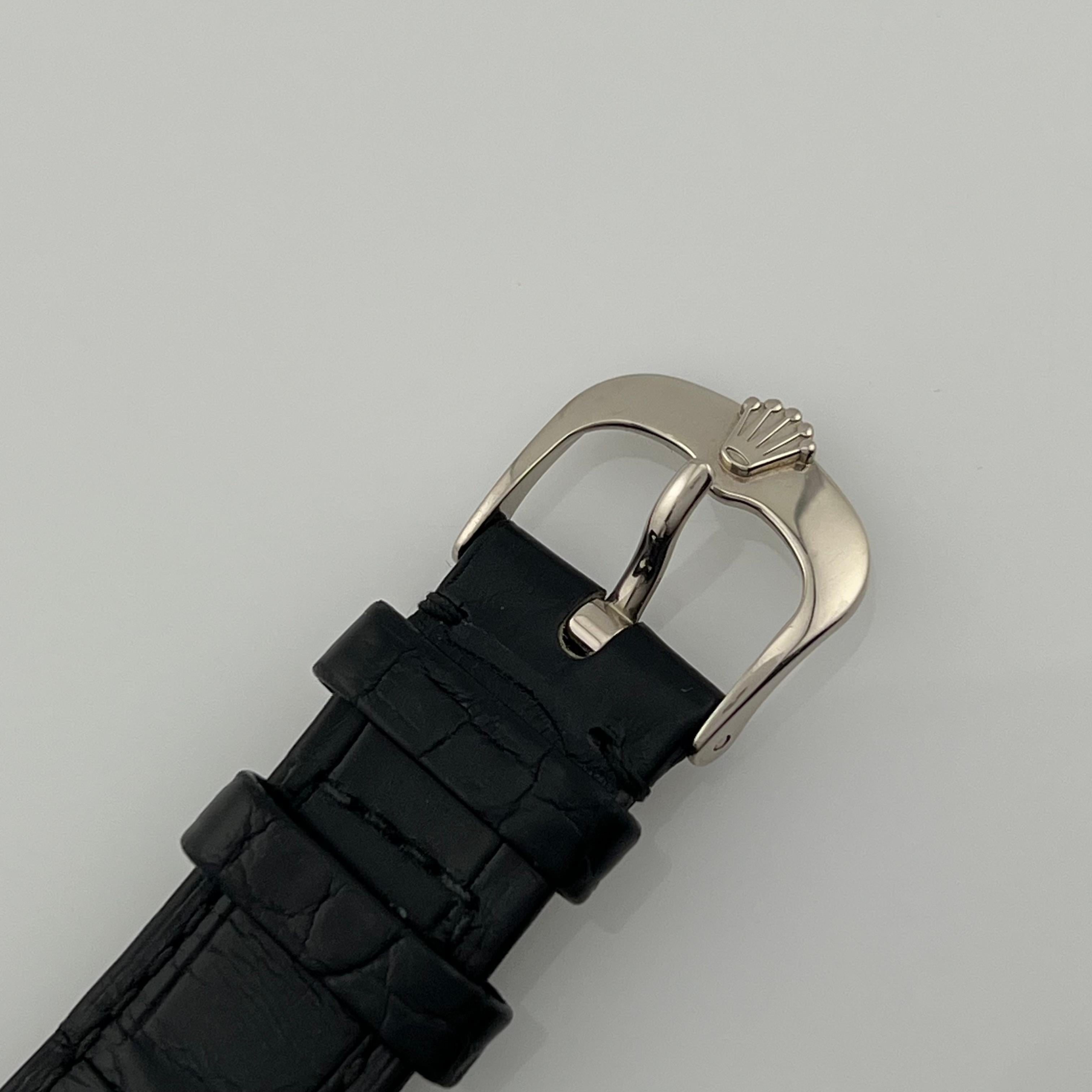 Rolex Cellini 50529 Dual Time 39mm Esfera Negra Oro Blanco 18K Caja de Cuero Papel 5