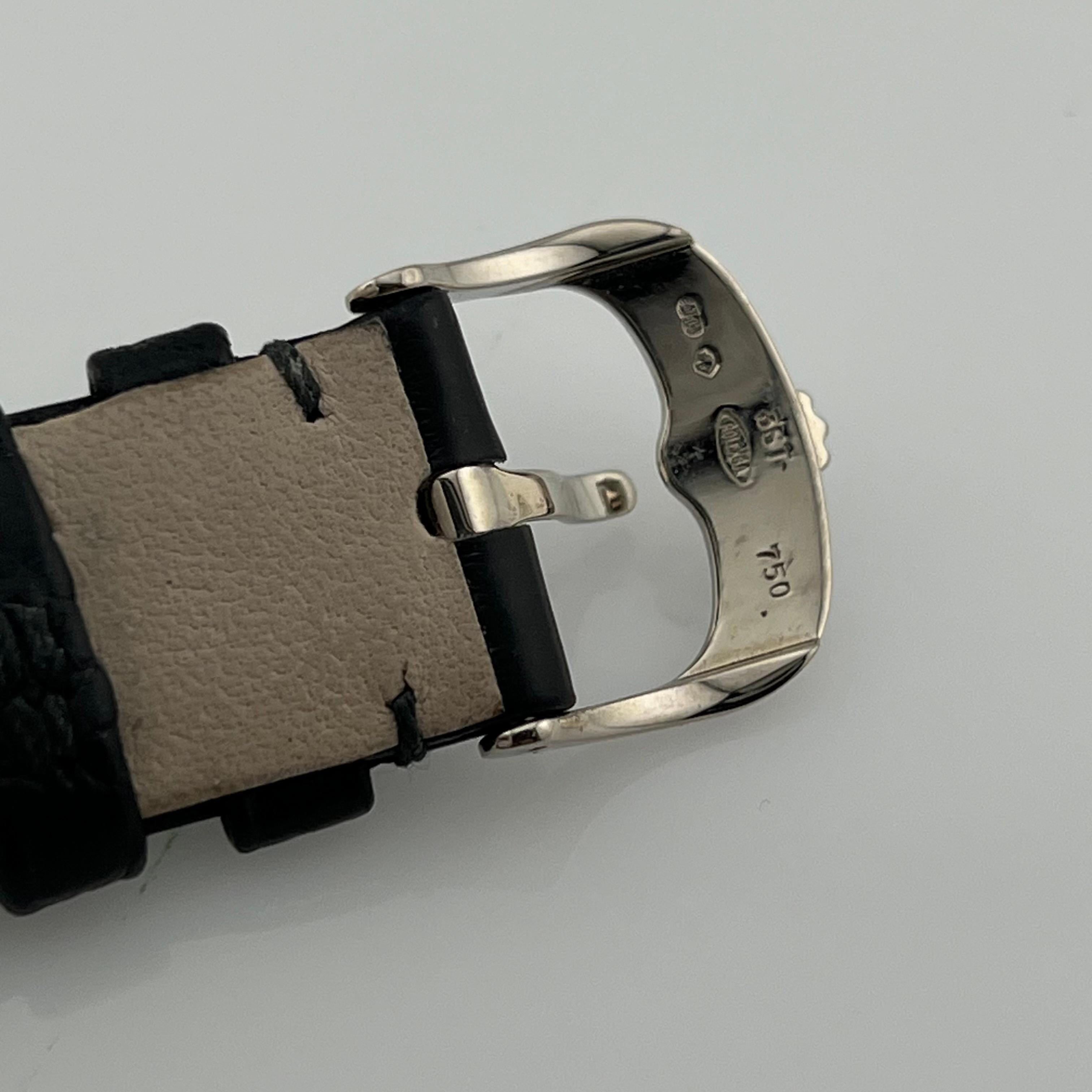 De los hombres Rolex Cellini 50529 Dual Time 39mm Esfera Negra Oro Blanco 18K Caja de Cuero Papel