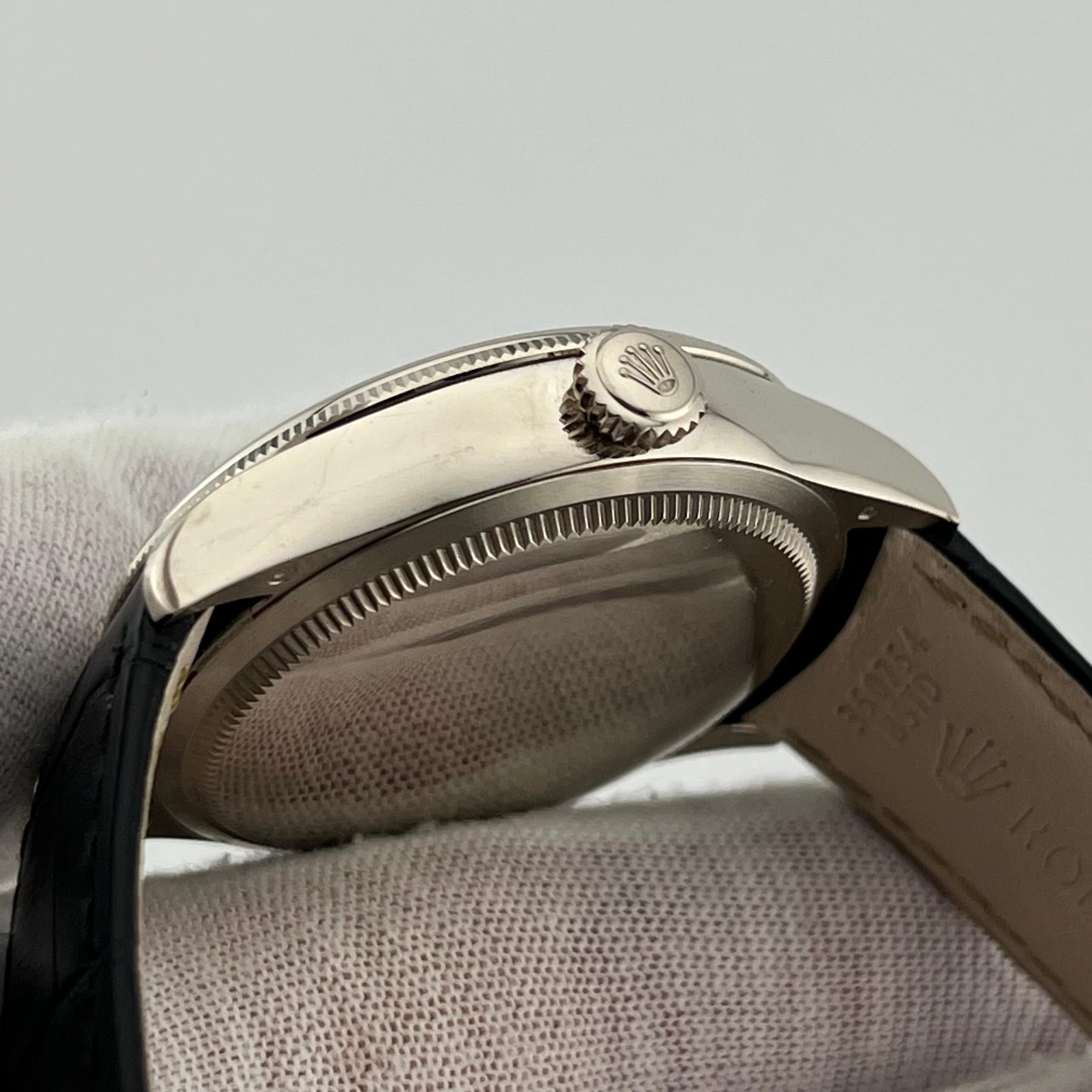 Rolex Cellini 50529 Dual Time 39mm Esfera Negra Oro Blanco 18K Caja de Cuero Papel 1