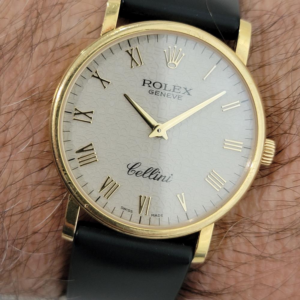 Rolex Cellini 5115 Geneve 32mm 18k Uomo Vento Manuale Quadrante Computer 2010s RA563 in vendita 11