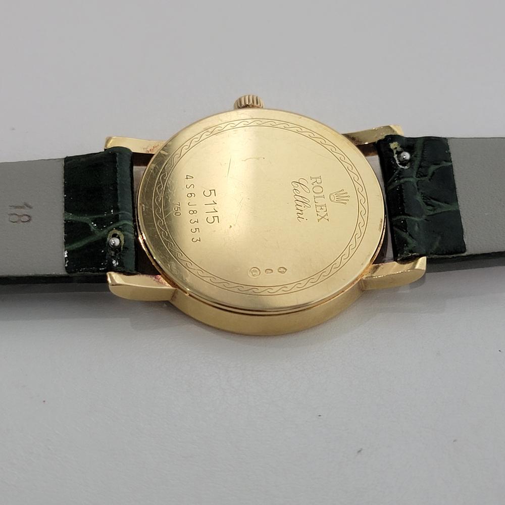 Rolex Cellini 5115 Geneve 32mm 18k Uomo Vento Manuale Quadrante Computer 2010s RA563B in vendita 7