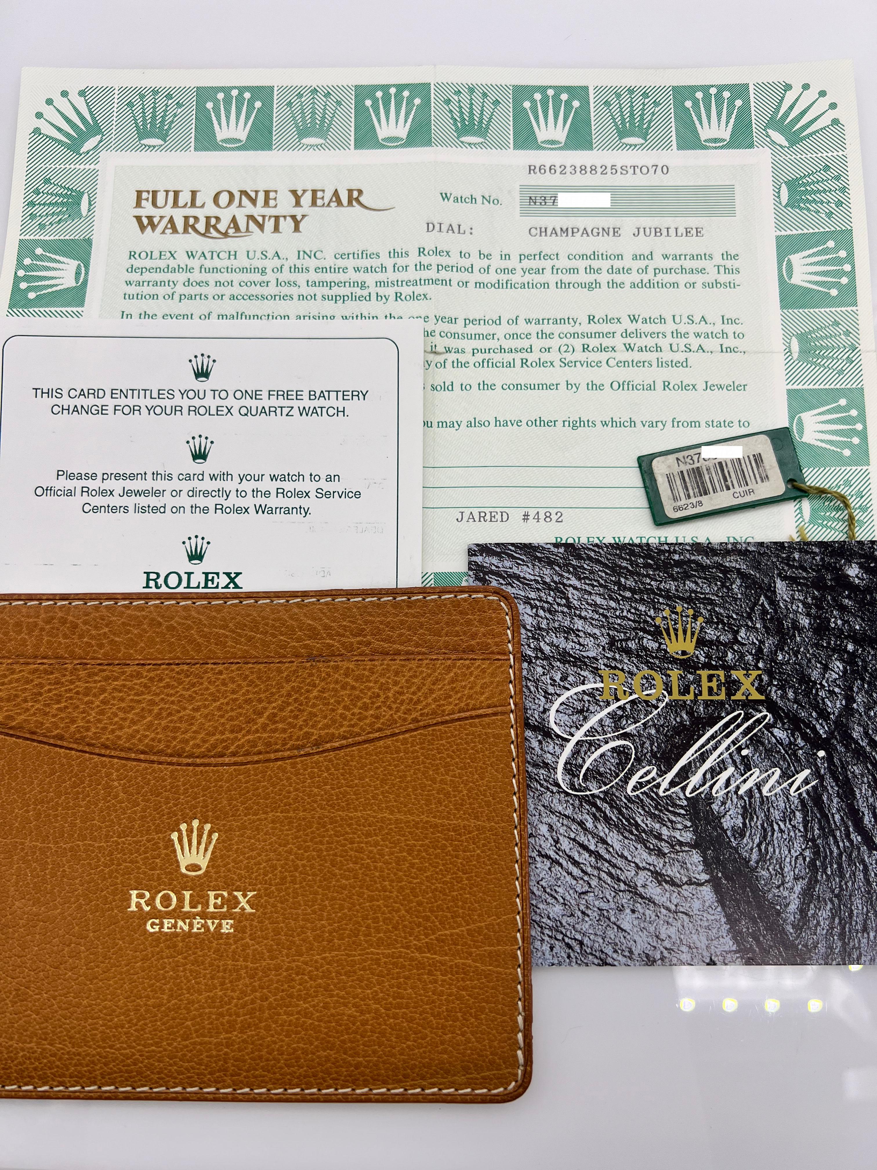 Men's Rolex Cellini 6623 37mm Jubilee Dial 18K Yellow Gold Box Papers