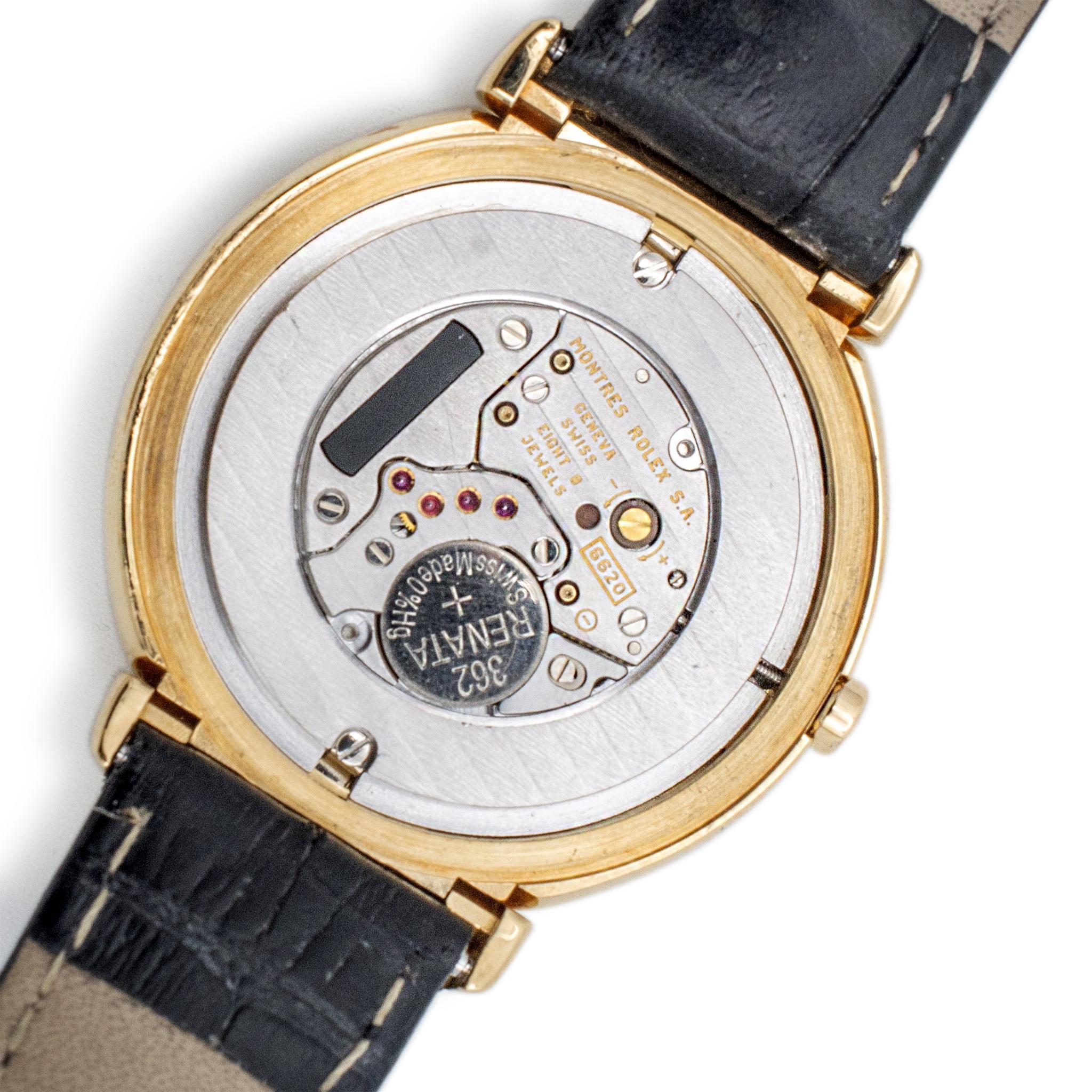 Rolex Cellini 6623 37MM Weißes römisches Zifferblatt Quarz 18K Gelbgold Uhr 2
