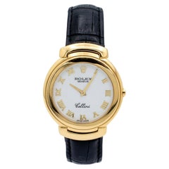 Rolex Cellini 6623 37MM White Roman Dial Quartz 18K Yellow Gold Watch