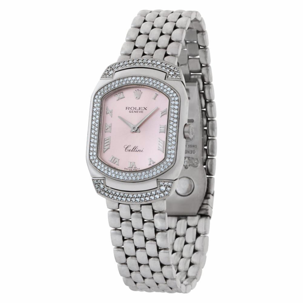 PRolex Cellini Reference #: 6693. Womens Quartz Watch White Gold Pink 30 MM. Verified and Certified by WatchFacts. 1 year warranty offered by WatchFacts.