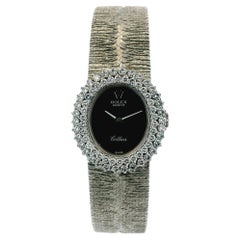Rolex Cellini 694 18K White Gold Mechanical Onyx Dial Diamond Vintage Watch