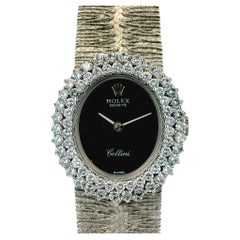 Rolex Cellini 694 18K White Gold Mechanical Onyx Dial Diamond Vintage Watch