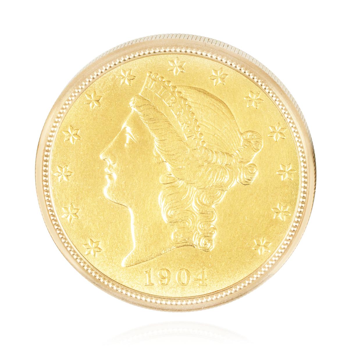 Une montre Rolex Cellini en or rare pour pièces de vingt dollars, C1991.

Cadran : Le cadran champagne d'origine avec des chiffres romains noirs à douze, trois, six et neuf avec des bâtons entre les deux et une minuterie extérieure, signé Rolex