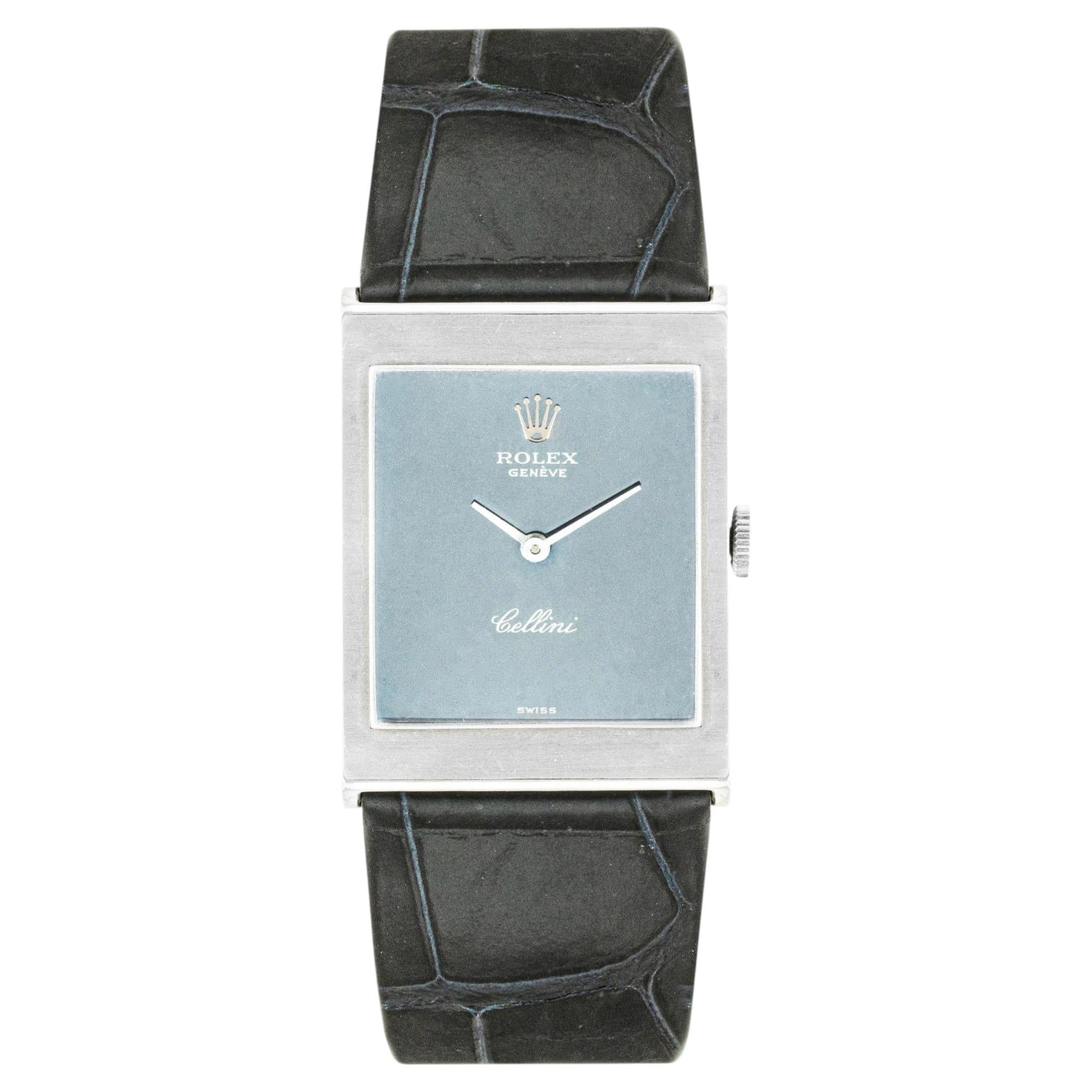 Rolex Cellini Quadrante Blu a Specchio Oro Bianco 22mm 4014 in vendita