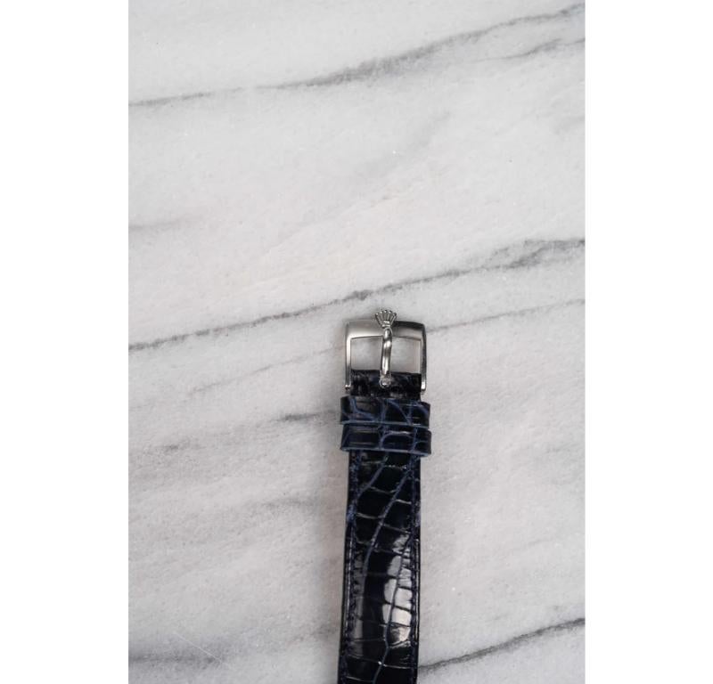 De los hombres Reloj Rolex Cellini Blue Vignette de oro blanco de 18 quilates, años 70 en venta