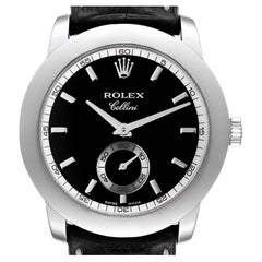 Rolex Cellini Cellinium Platinum Black Dial Mens Watch 5241 Box Card