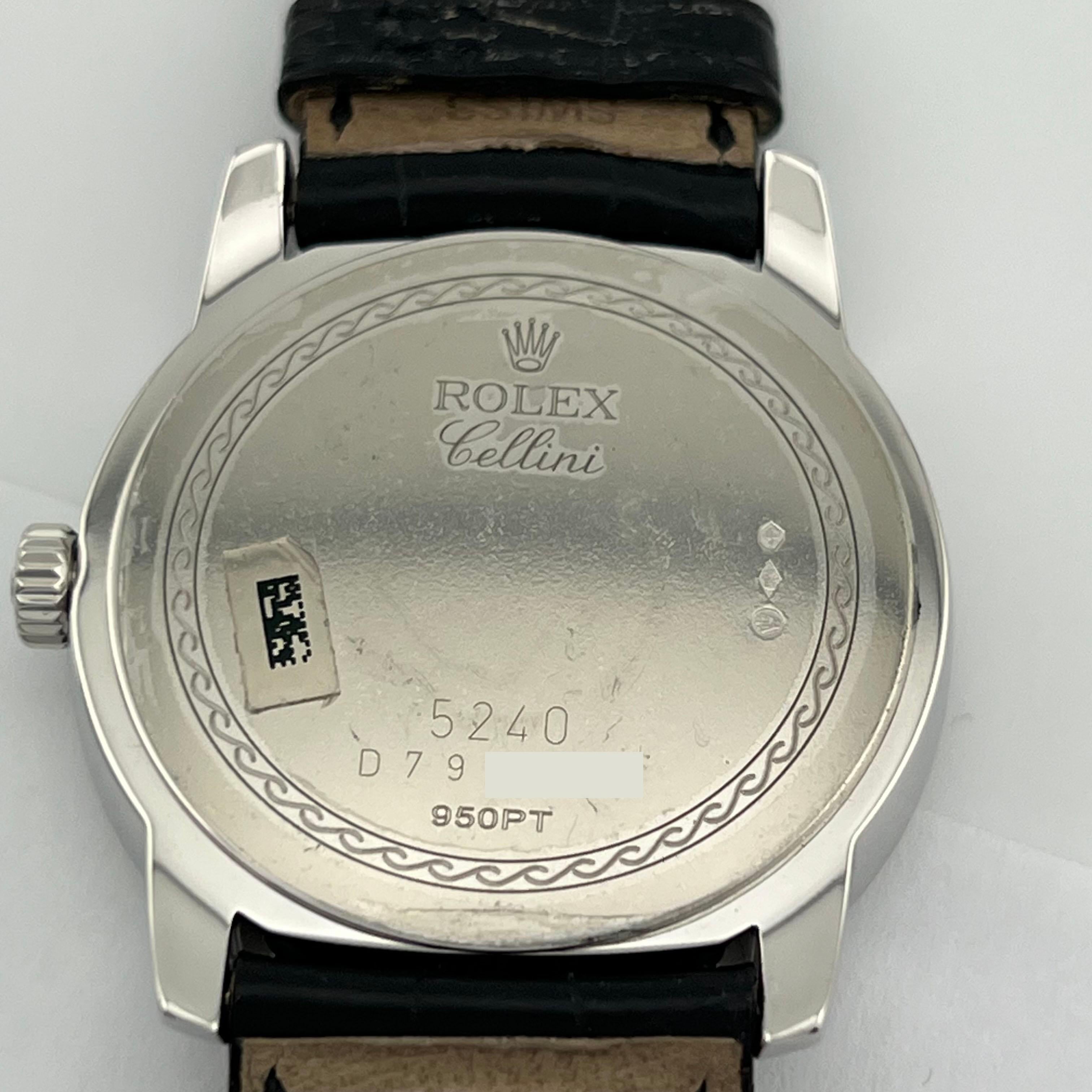 Rolex Cellini Cellinium 5240 35mm Platinum Mother of Pearl Dial Box For Sale 7
