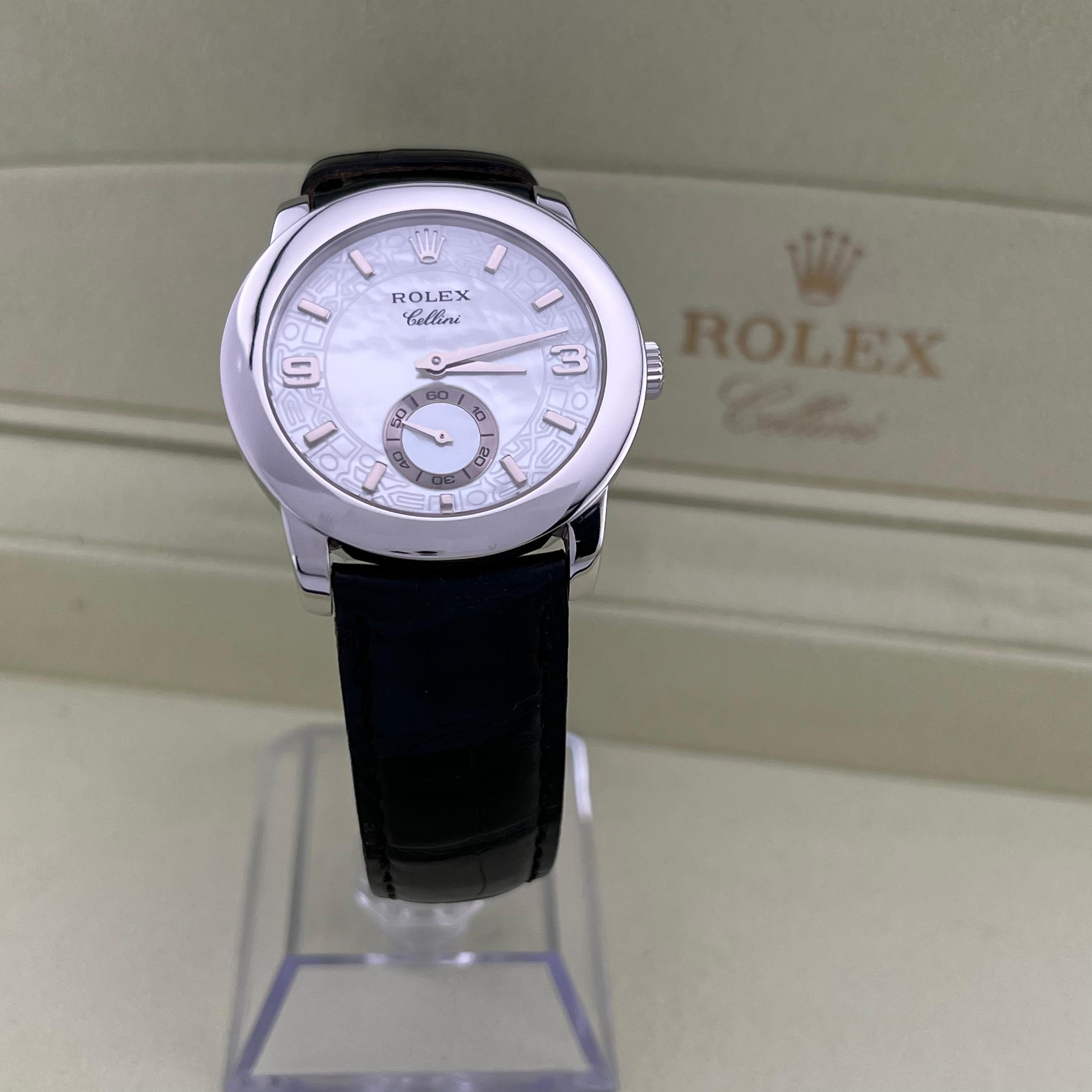 Rolex Cellini Cellinium 5240 35mm Platinum Mother of Pearl Dial Box For Sale 8