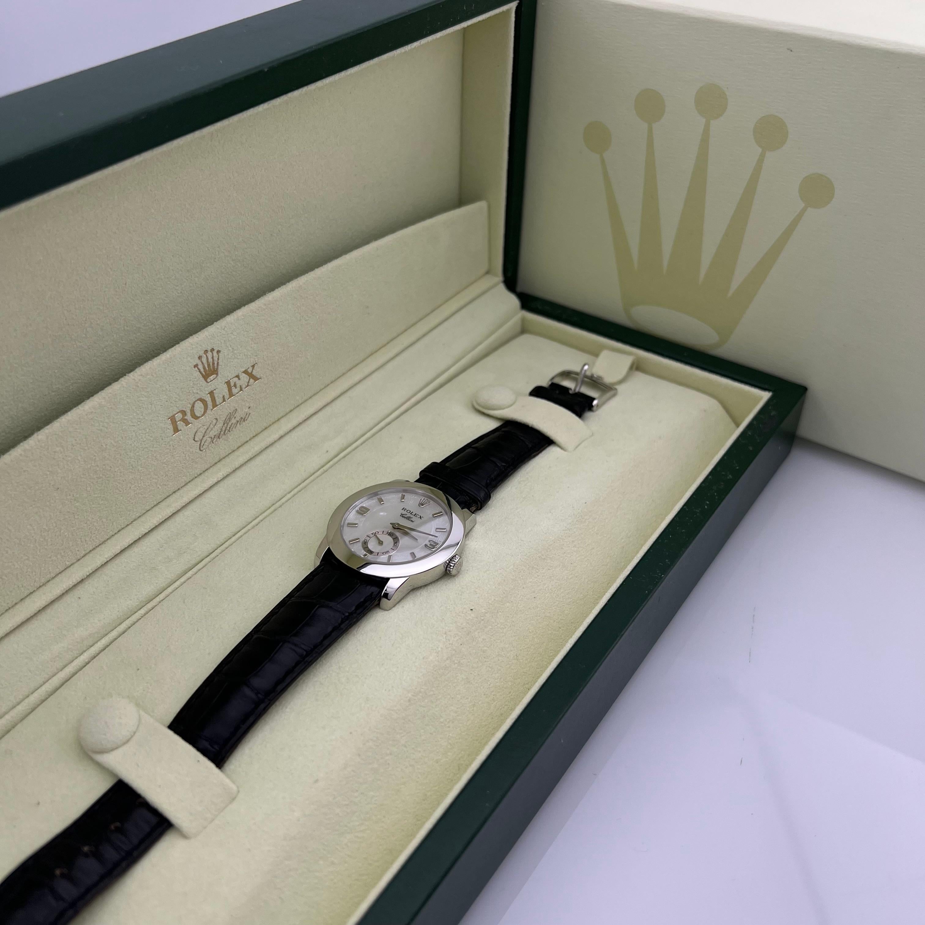 Rolex Cellini Cellinium 5240 35mm Platinum Mother of Pearl Dial Box For Sale 9