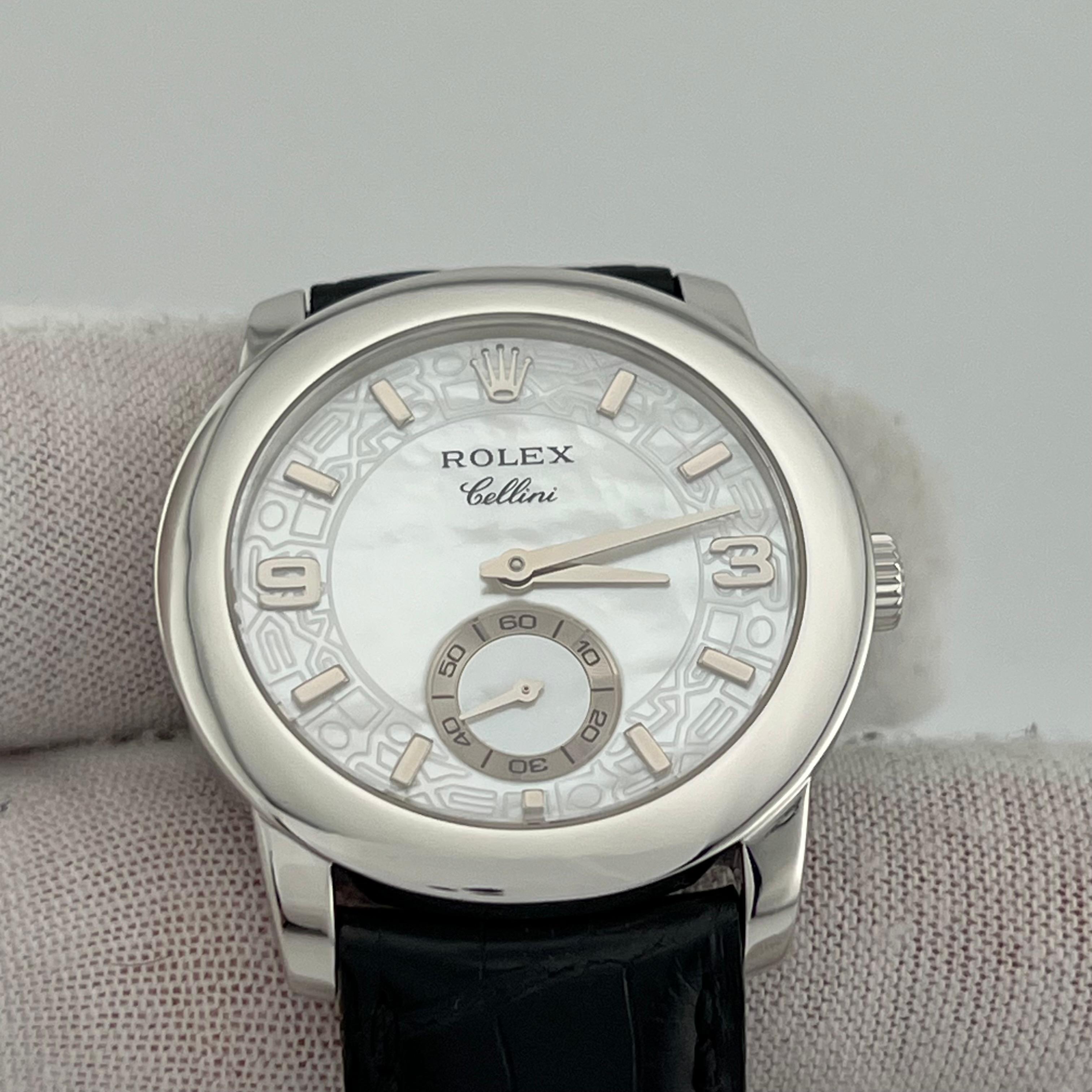 Rolex Cellini Cellinium 5240 35mm Platinum Mother of Pearl Dial Box For Sale 1